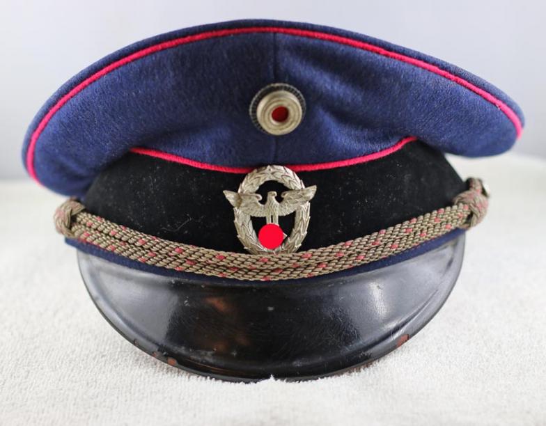 Casquette d'officier de pompiers (Feuerschutzpolizei)
