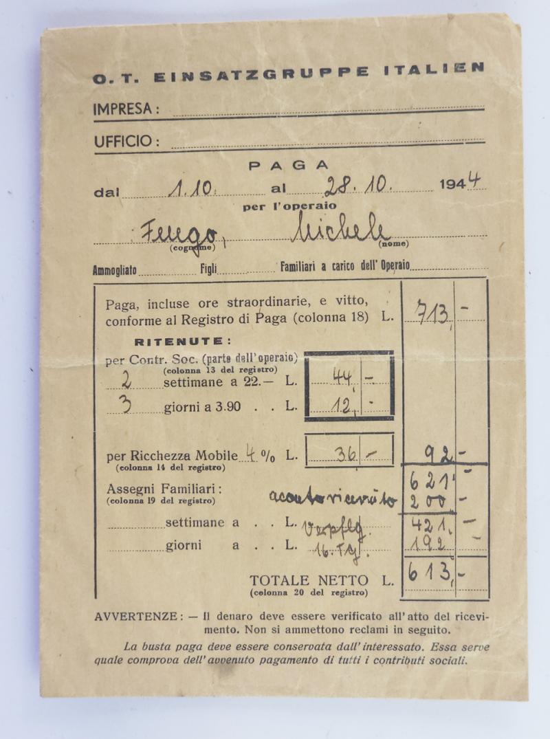 Lot de documents Felgendarmerie Italie du nord